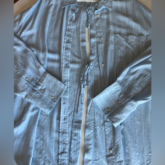 NWT Ladies XL American Eagle TIE BACK Light Blue Stripe Shirt - Picture 14 of 15